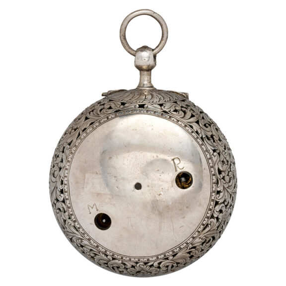 English silver pair cased single-handed verge with alarm Circa 1690 English silver pair cased single-handed verge with alarm Circa 1690