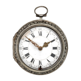 English silver enamel watch with repoussé decoration Circa 1700