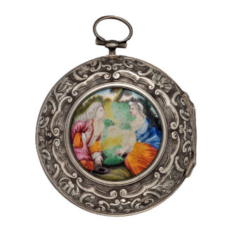English silver enamel watch with repoussé decoration Circa 1700