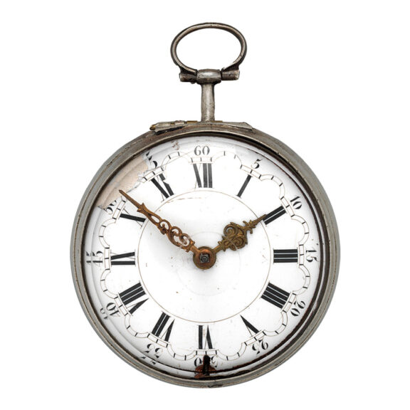 English silver enamel watch with repoussé decoration Circa 1700 English silver enamel watch with repoussé decoration Circa 1700