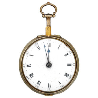 English silver, gilt-silver pair cased verge clock watch Circa 1705