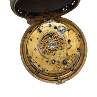 English silver, gilt-silver pair cased verge clock watch Circa 1705