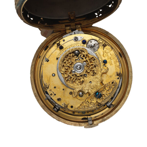 English silver, gilt-silver pair cased verge clock watch Circa 1705 English silver, gilt-silver pair cased verge clock watch Circa 1705