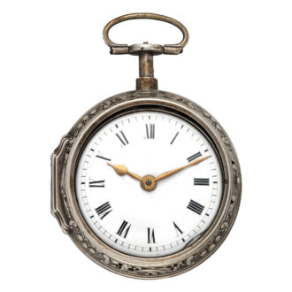 English verge pocket watch in repoussé silver case Circa 1720-1740
