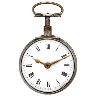 English verge pocket watch in repoussé silver case Circa 1720-1740