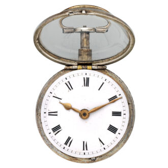 English verge pocket watch in repoussé silver case Circa 1720-1740