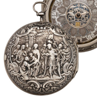 English verge watch with date in silver repoussé case Circa 1775