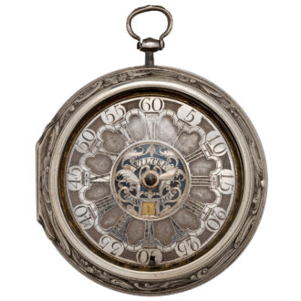 English verge watch with date in silver repoussé case Circa 1775