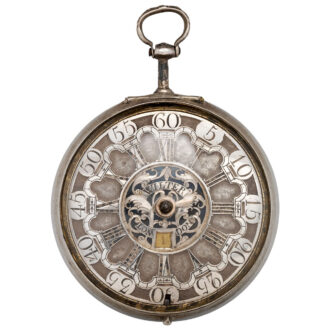 English verge watch with date in silver repoussé case Circa 1775
