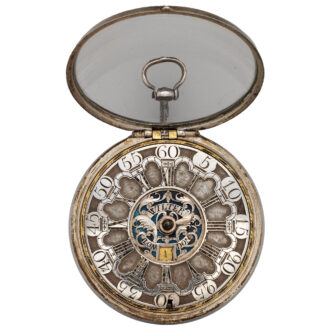 English verge watch with date in silver repoussé case Circa 1775