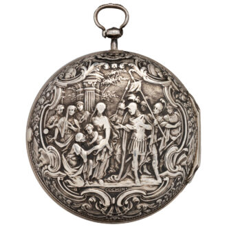 English verge watch with date in silver repoussé case Circa 1775