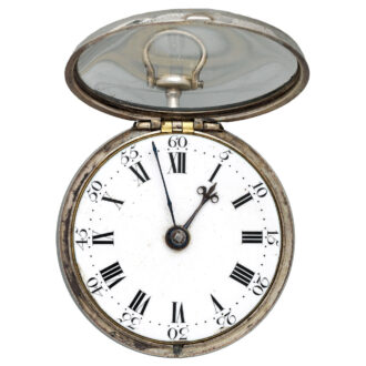English silver pair-cased open faced pocket watch Circa 1770