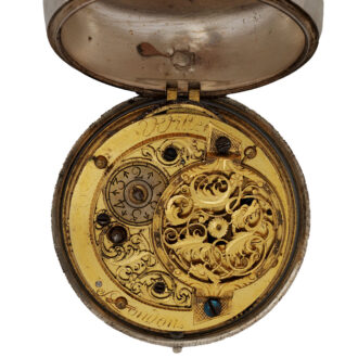 English verge watch with date in silver repoussé case Circa 1775