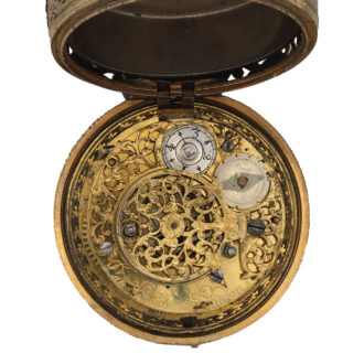 English gilt-metal pair cased clock watch Circa 1680