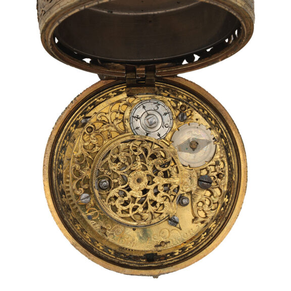 English gilt-metal pair cased clock watch Circa 1680 English gilt-metal pair cased clock watch Circa 1680
