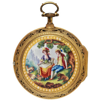English gilt bronze, enamel centre seconds watch Circa 1800