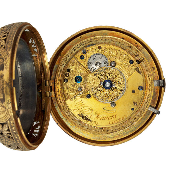 English gilt bronze, enamel centre seconds watch Circa 1800 English gilt bronze, enamel centre seconds watch Circa 1800