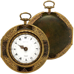 English gilt and horn pair-cased clock watch Circa 1760