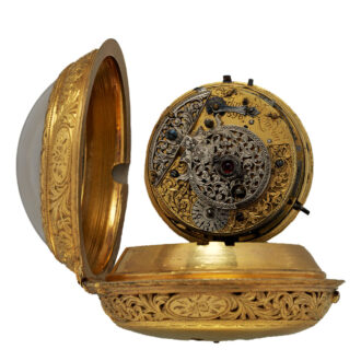 English gilt and horn pair-cased clock watch Circa 1760