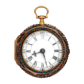English gold and agate repeating watch set with cardinal gems Circa 1780