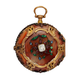 English gold and agate repeating watch set with cardinal gems Circa 1780