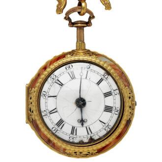 English gold and enamel verge with chatelaine from the 18th century English gold and enamel verge with chatelaine from the 18th century