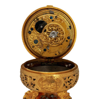 English gold and enamel verge with chatelaine from the 18th century English gold and enamel verge with chatelaine from the 18th century