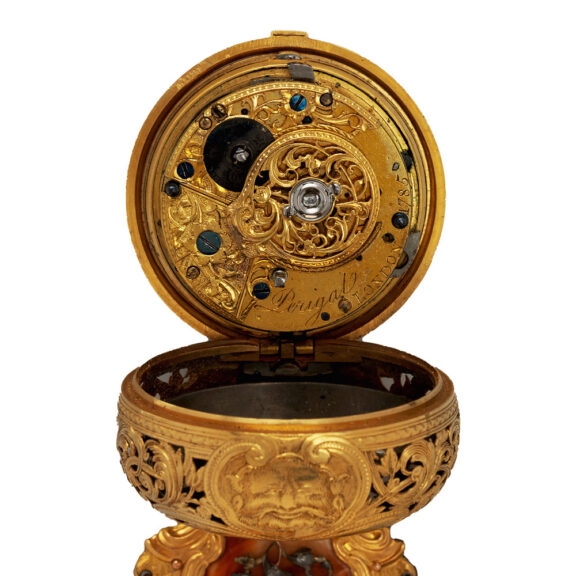 English gold and enamel verge with chatelaine from the 18th century English gold and enamel verge with chatelaine from the 18th century
