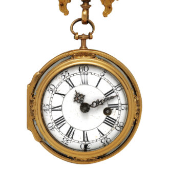English gold agate watch set with diamonds and rubies Circa 1740