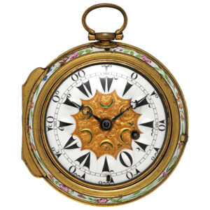 English pair cased verge clock watch with open face Circa 1750