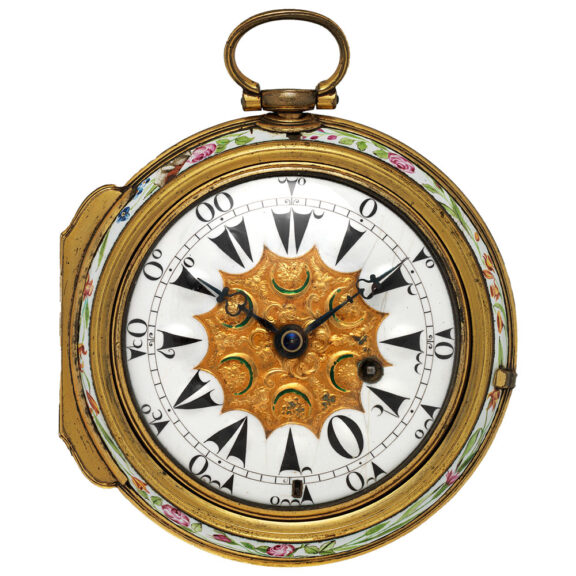 English pair cased verge clock watch with open face Circa 1750