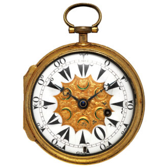 English pair cased verge clock watch with open face Circa 1750