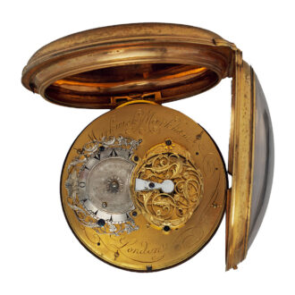English pair cased verge clock watch with open face Circa 1750