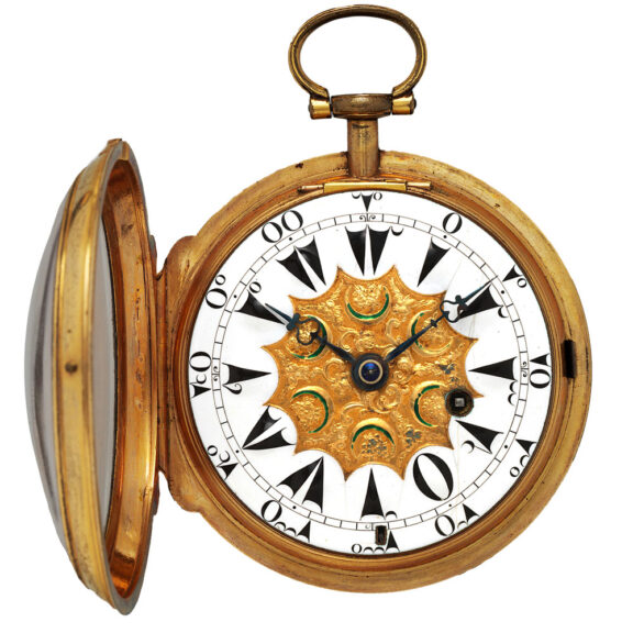 English pair cased verge clock watch with open face Circa 1750 English pair cased verge clock watch with open face Circa 1750
