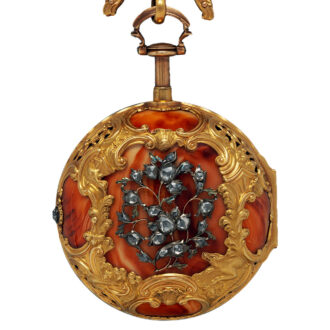 English gold and enamel verge with chatelaine from the 18th century English gold and enamel verge with chatelaine from the 18th century