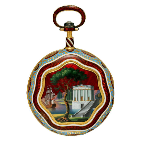 English gold and enamel triple-cased verge watch Circa 1789 English gold and enamel triple-cased verge watch Circa 1789