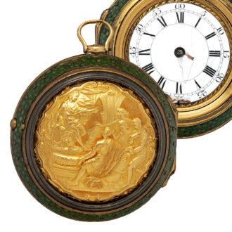 English/Dutch gold watch in shagreen protective case Circa 1720