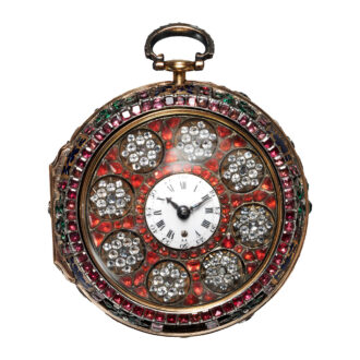 English gold enamel pocket watch with automaton Circa 1770