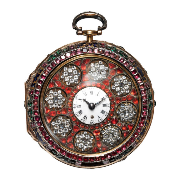 English gold enamel pocket watch with automaton Circa 1770