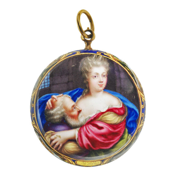 Decorative Dutch painted on gold verge watch Circa 1700-1710