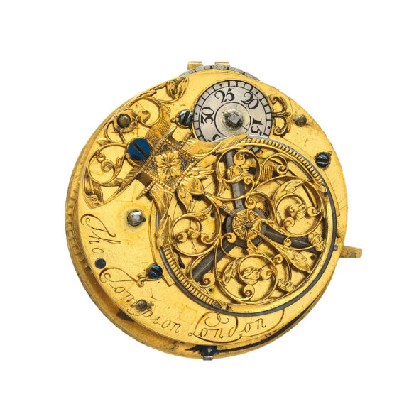 Gold English pair cased verge watch in leather case Circa 1682 Gold English pair cased verge watch in leather case Circa 1682