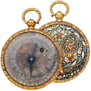 Swiss gold and enamel open faced verge watch Circa 1825