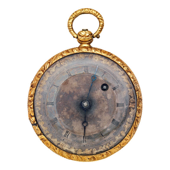 Swiss gold and enamel open faced verge watch Circa 1825 Swiss gold and enamel open faced verge watch Circa 1825