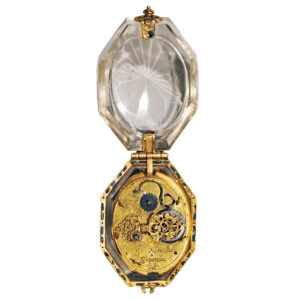 Dutch gold and rock crystal verge octagonal pendant watch Circa 1640