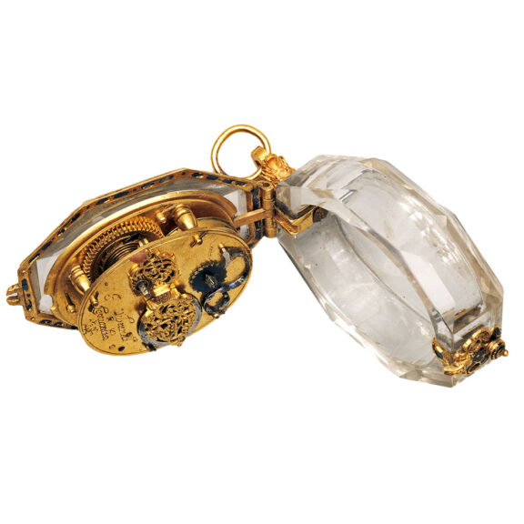 Dutch gold and rock crystal verge octagonal pendant watch Circa 1640 Dutch gold and rock crystal verge octagonal pendant watch Circa 1640