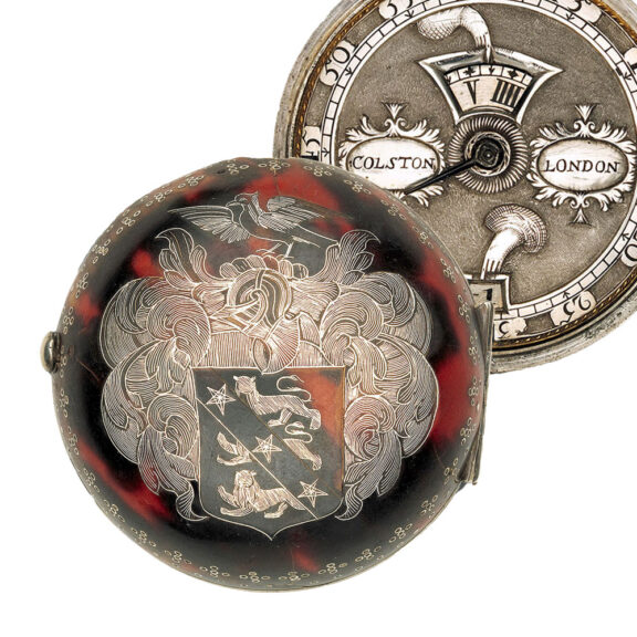 English silver and tortoiseshell digital verge watch Circa 1690-1700