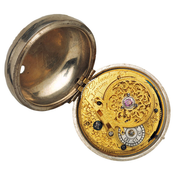 English silver clock watch with champlevé dial Circa 1715-1719 English silver clock watch with champlevé dial Circa 1715-1719