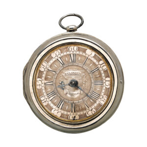 English silver clock watch with champlevé dial Circa 1715-1719