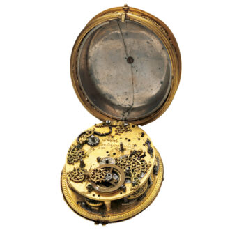 Rare Dutch astronomical gilt clock watch with sundial Circa 1605