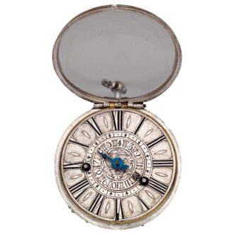 English silver pair cased repoussé watch with alarm Circa 1695